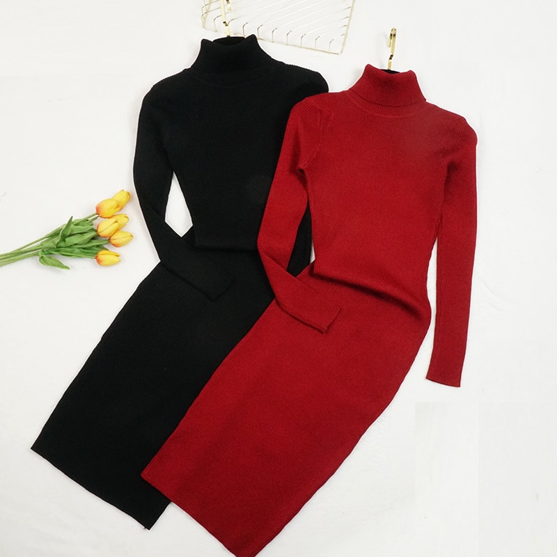Winter Turtleneck Sweater Dress for Women Winter Turtleneck Sweater Dress for Women