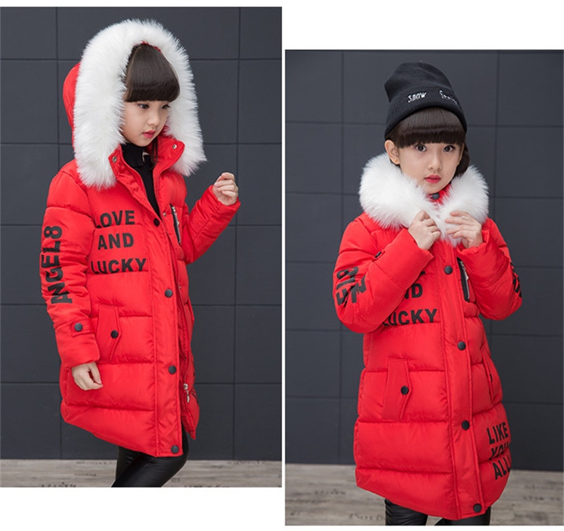 Girls Warm Winter Coat with Artificial Fur Girls Warm Winter Coat with Artificial Fur