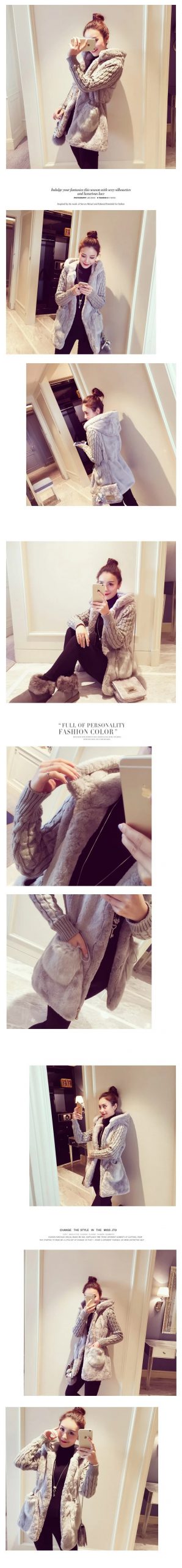 Women's Knitted Sleeve Plush Winter Jacket Women's Knitted Sleeve Plush Winter Jacket