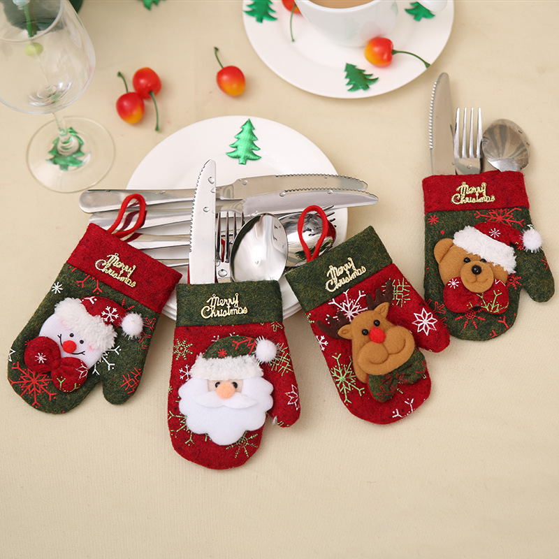Christmas Party Table Decor Cutlery Holders 4 pcs Set Christmas Party Table Decor Cutlery Holders 4 pcs Set
