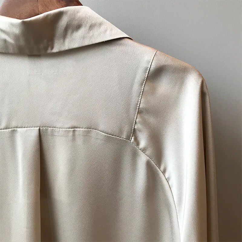 Women's Long Sleeved Satin Blouse Women's Long Sleeved Satin Blouse