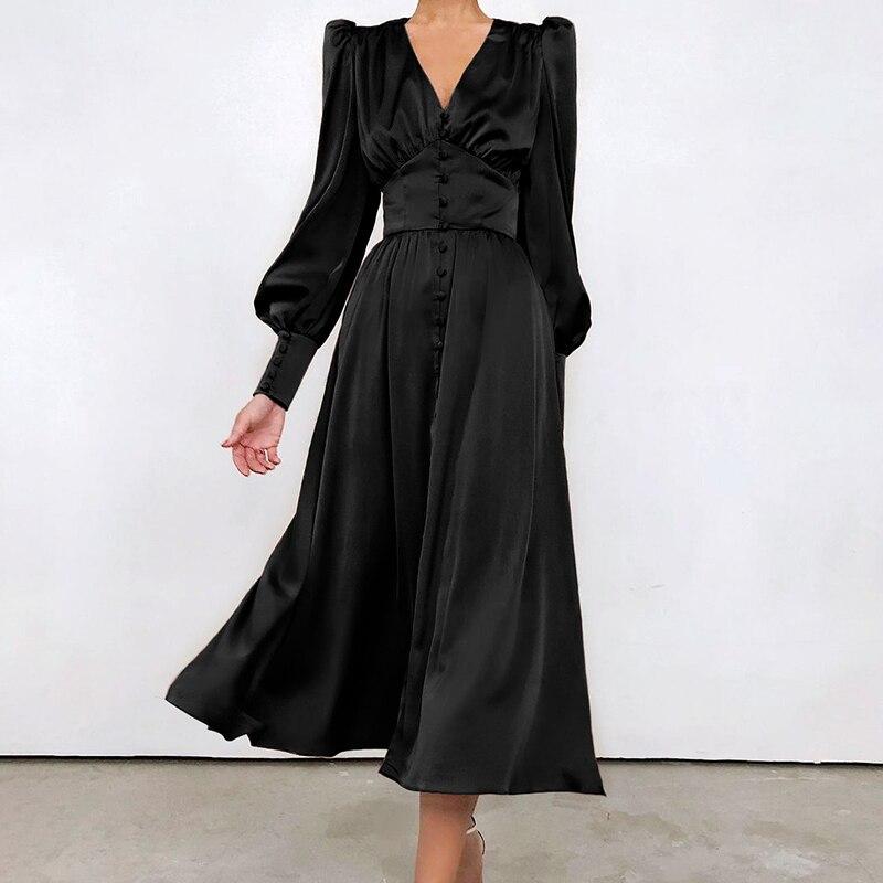 Women's Satin Puff Sleeve Dress Women's Satin Puff Sleeve Dress